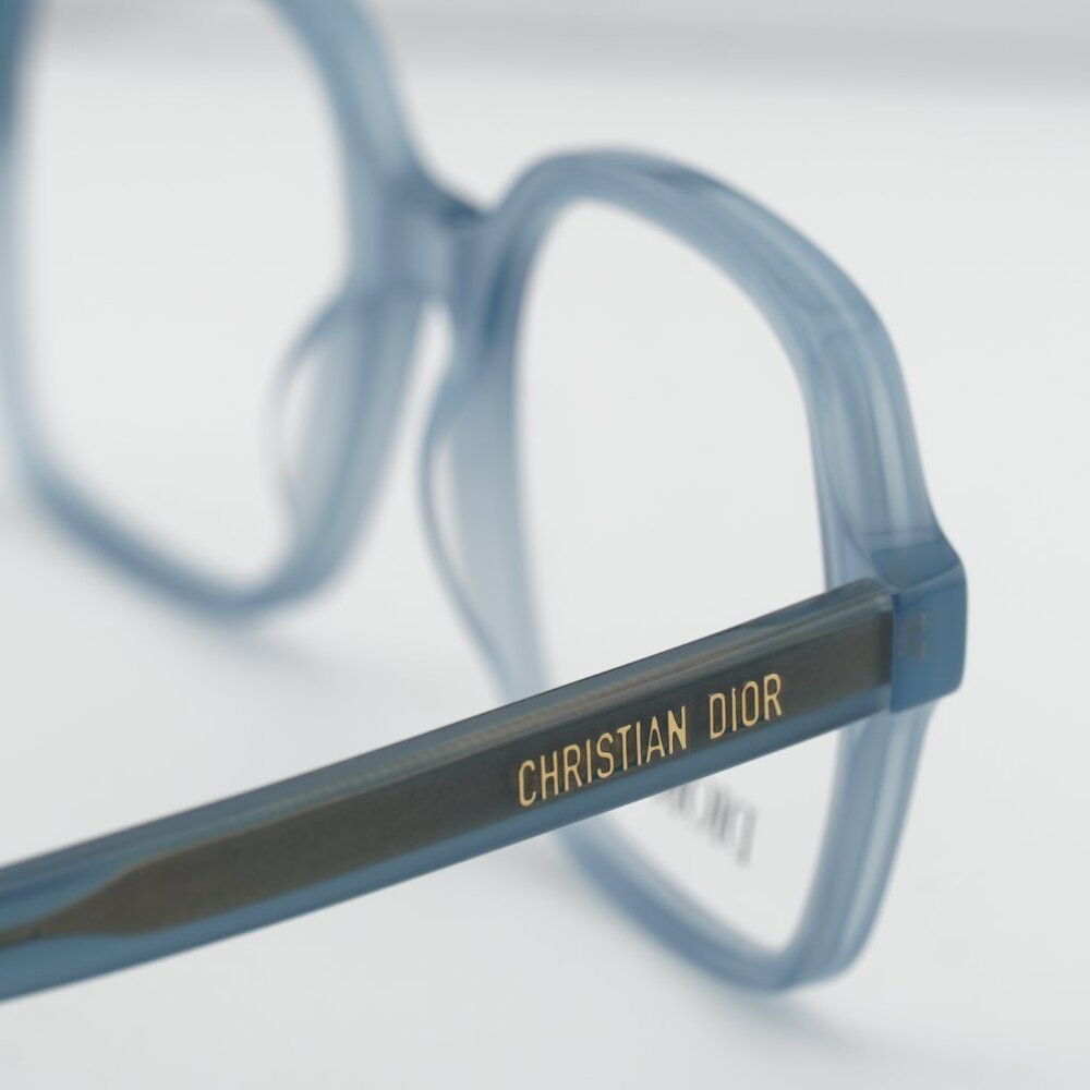 Dior DIORMIDNIGHT O S1I 8000 Square Eyeglasses - Shiny Light Blue 53mm - Picture 6 of 10